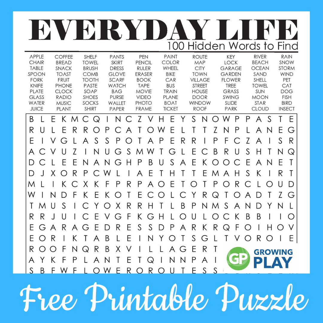 100 Hard Word Search Puzzles Printable - Free - Growing Play throughout Free Printable Word Search For Adults