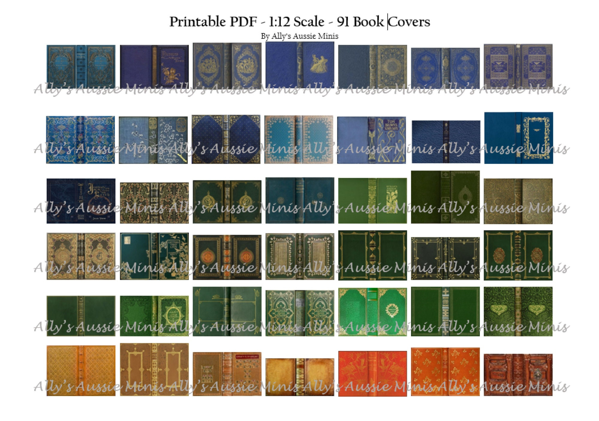 1:12 Pdf 91 Printable Miniature Book Covers - Etsy with Miniature Book Mini Book Cover Printables