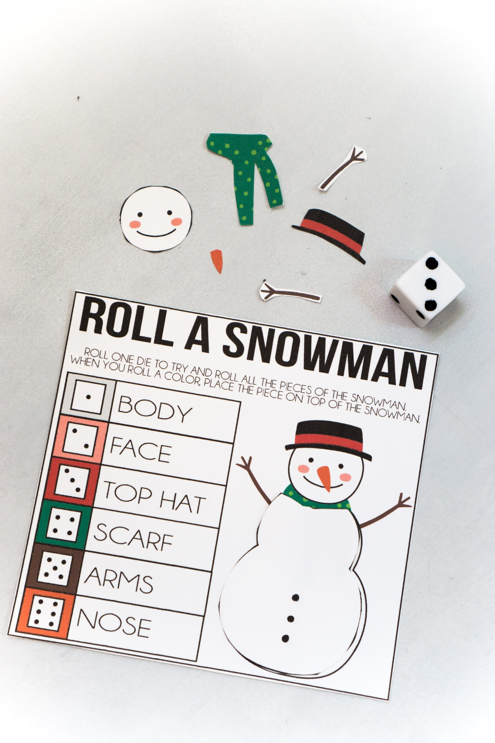 2 Fun Roll A Snowman Game Ideas {Free Printable} - Play Party Plan with Roll a Snowman Printable Free