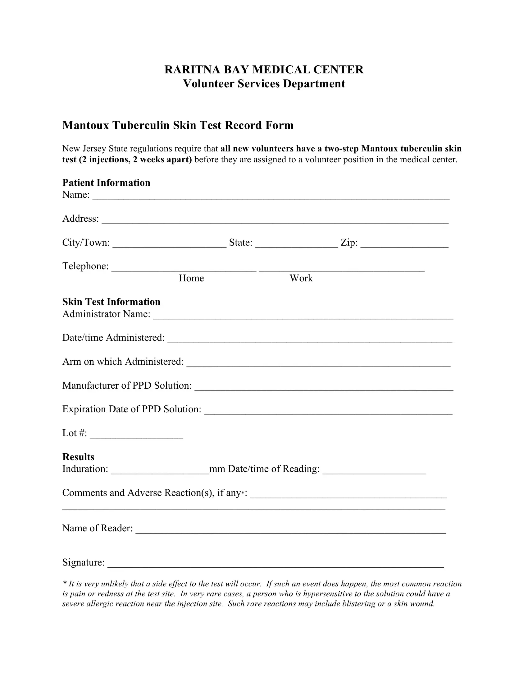 2-Step Tb Test Form ≡ Fill Out Printable Pdf Forms Online for Printable 2 Step Tb Skin Test Form