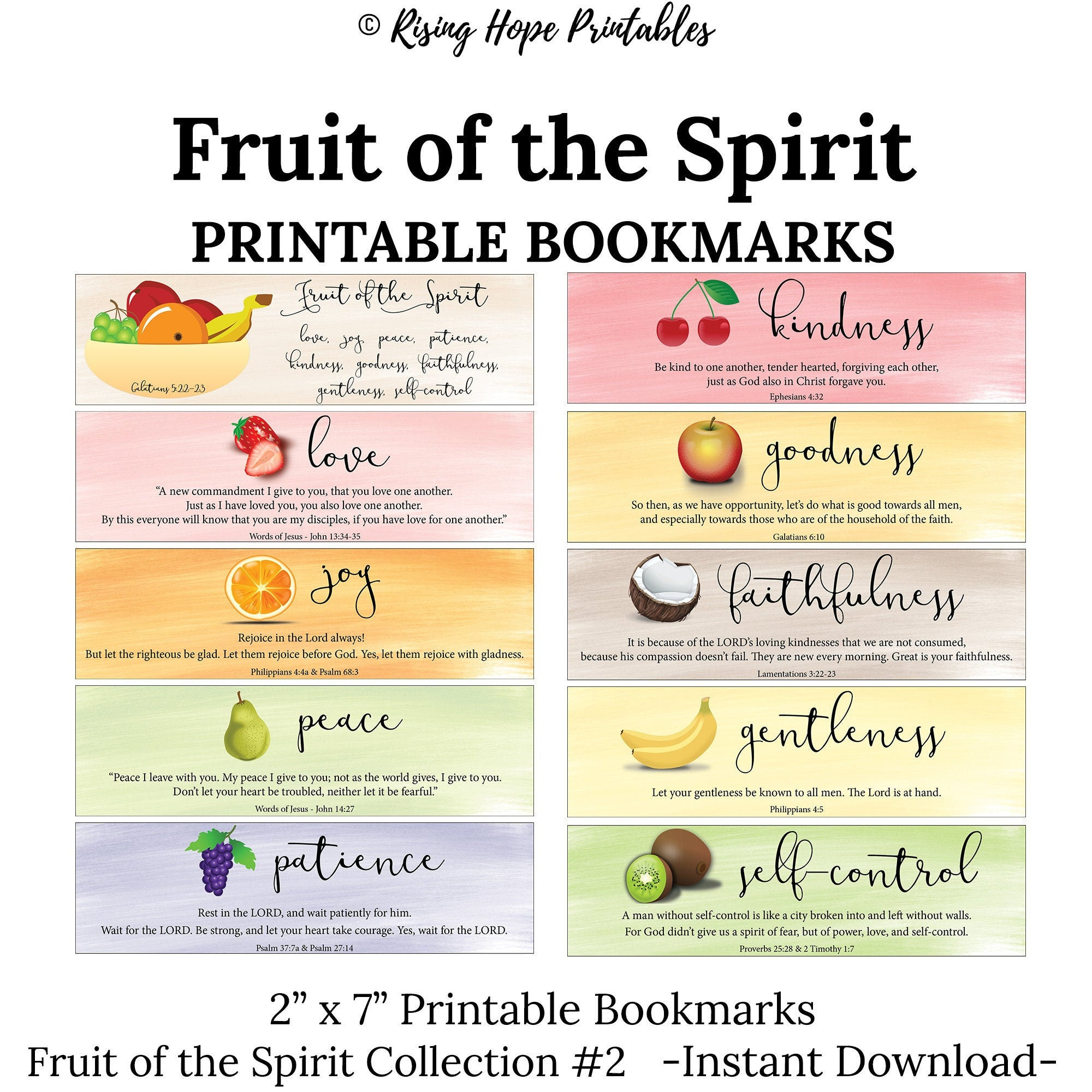 20 Fruit Of The Spirit Printable Bookmarks -Galatians 5:22-23- C2 inside Printable Bible Fruit the Spirit