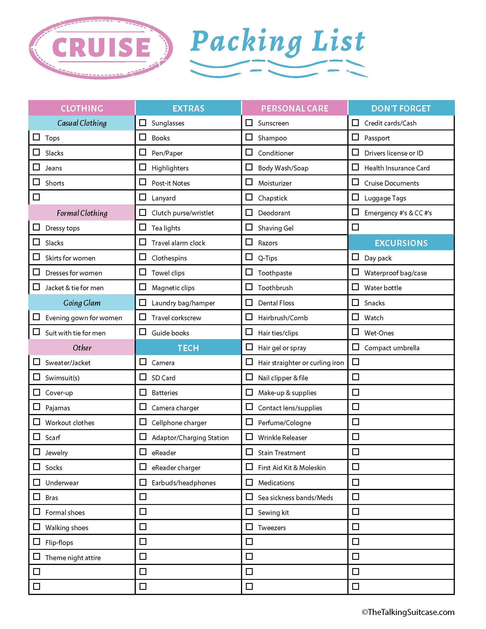 20 Things To Pack For A Cruise: Plus Printable Packing List For in Packing List For Cruise Printable