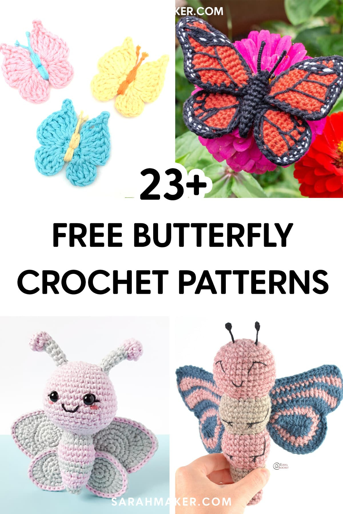 23 Free Crochet Butterfly Patterns - Sarah Maker regarding Printable Free Crochet Butterfly Patterns to Print
