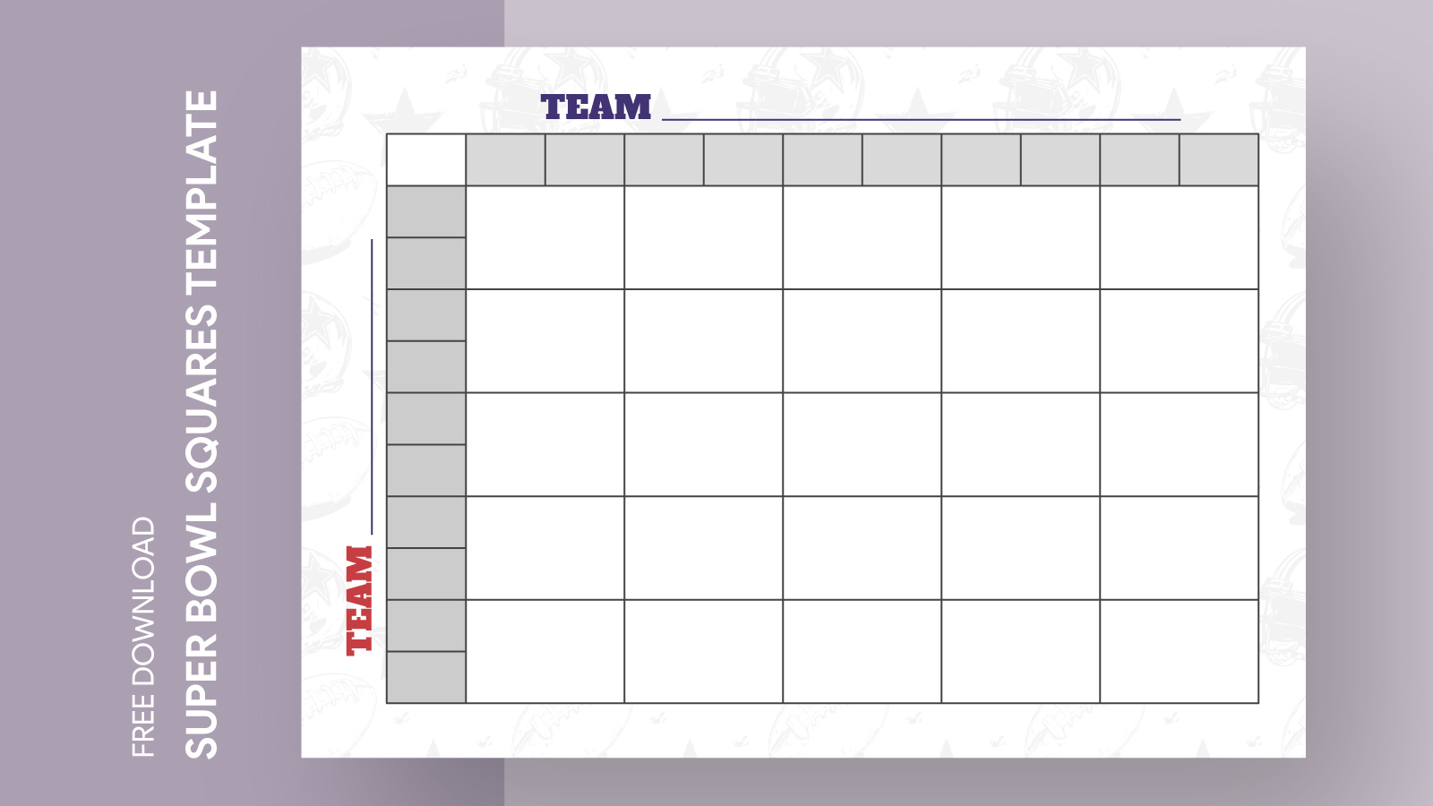 25 Square Football Grid Free Google Docs Template - Gdoc.io with Free Printable 25 Square Grid