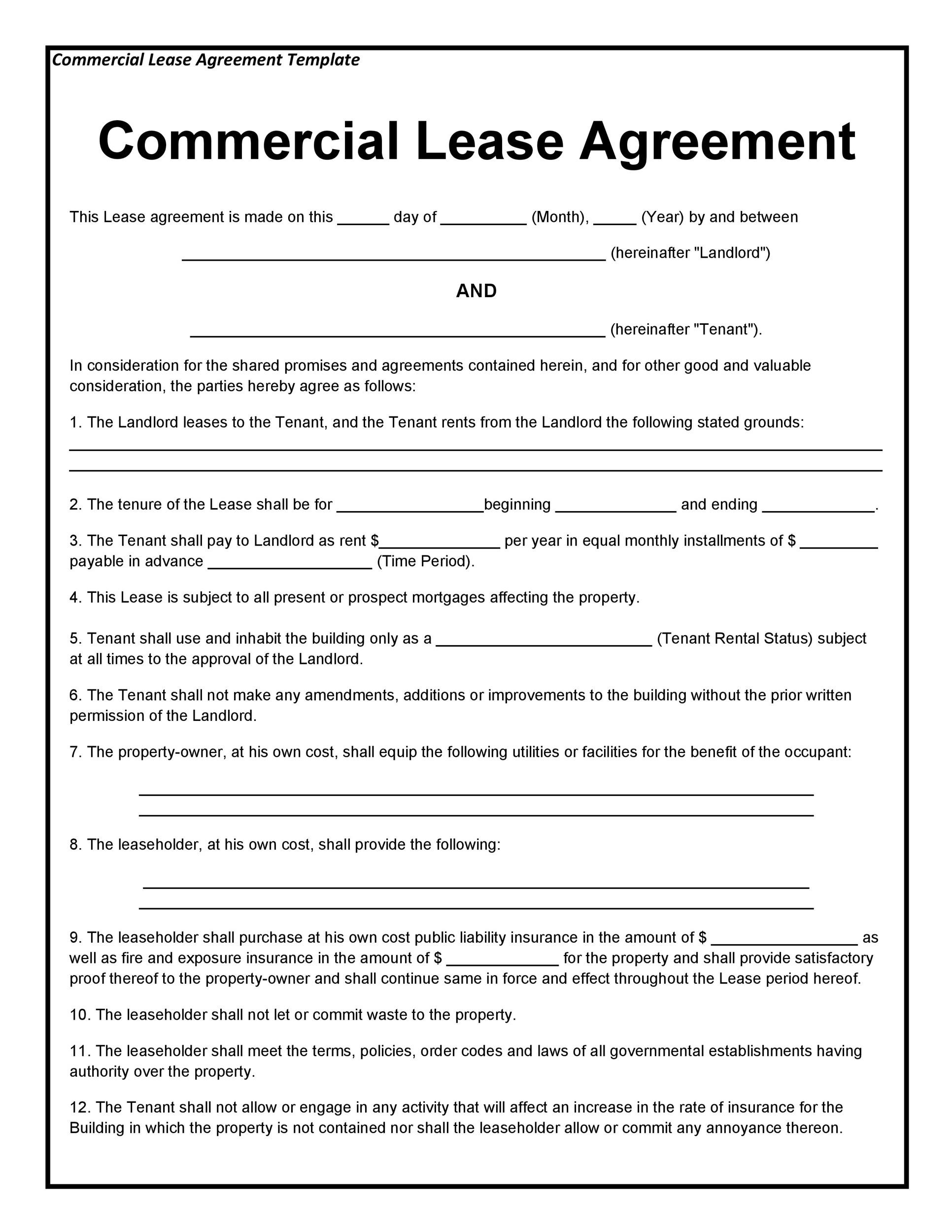 27 Free Commercial Lease Agreement Templates ᐅ Templatelab for Free Printable Commercial Lease Agreement
