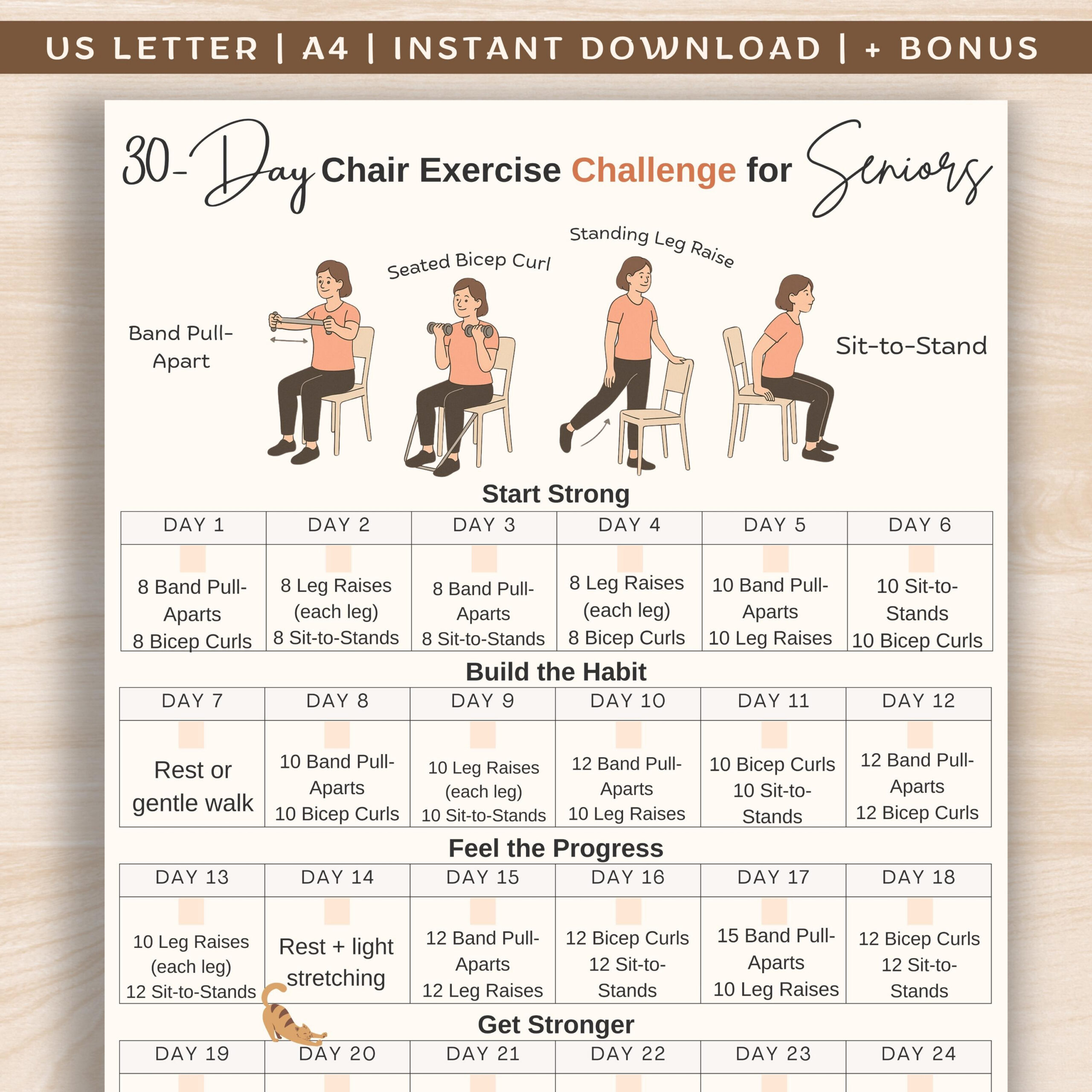 30-Day Chair Exercise Challenge For Seniors, Chair Workout with Senior Citizen Printable Chair Exercises For Elderly with Pictures