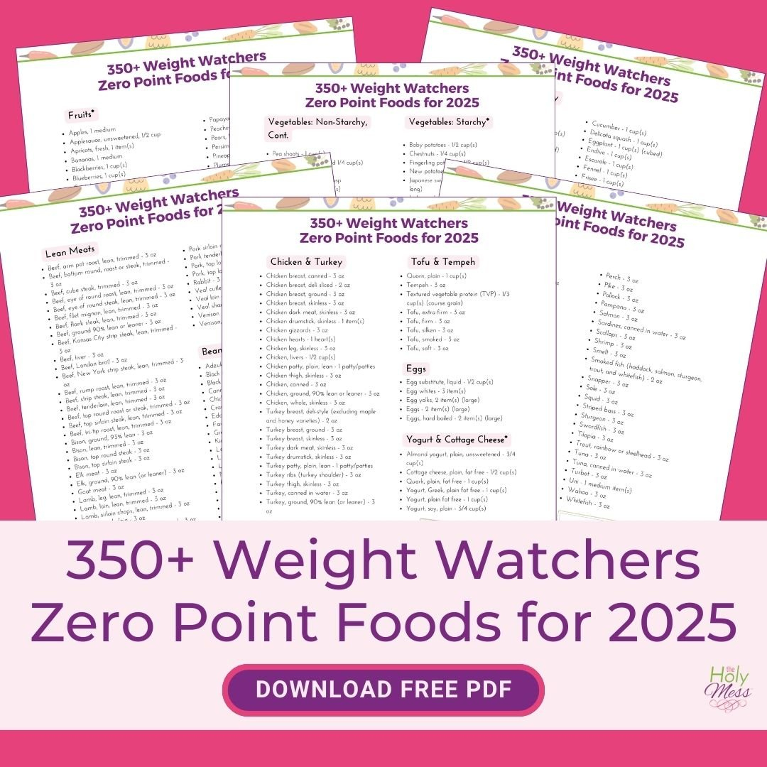 350+ Ww Zero Point Food List Printable - The Holy Mess inside Printable List of Weight Watchers Zero Point Foods