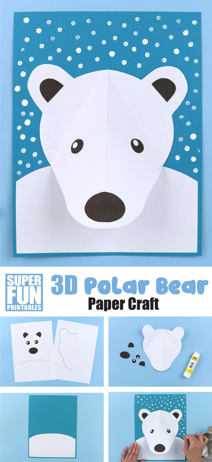 3D Polar Bear Craft For Kids inside Printable Polar Bear Craft Template