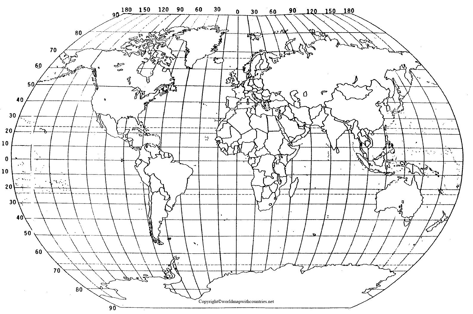 4 Free Printable World Map With Latitude And Longitude in Printable World Map With Longitude And Latitude