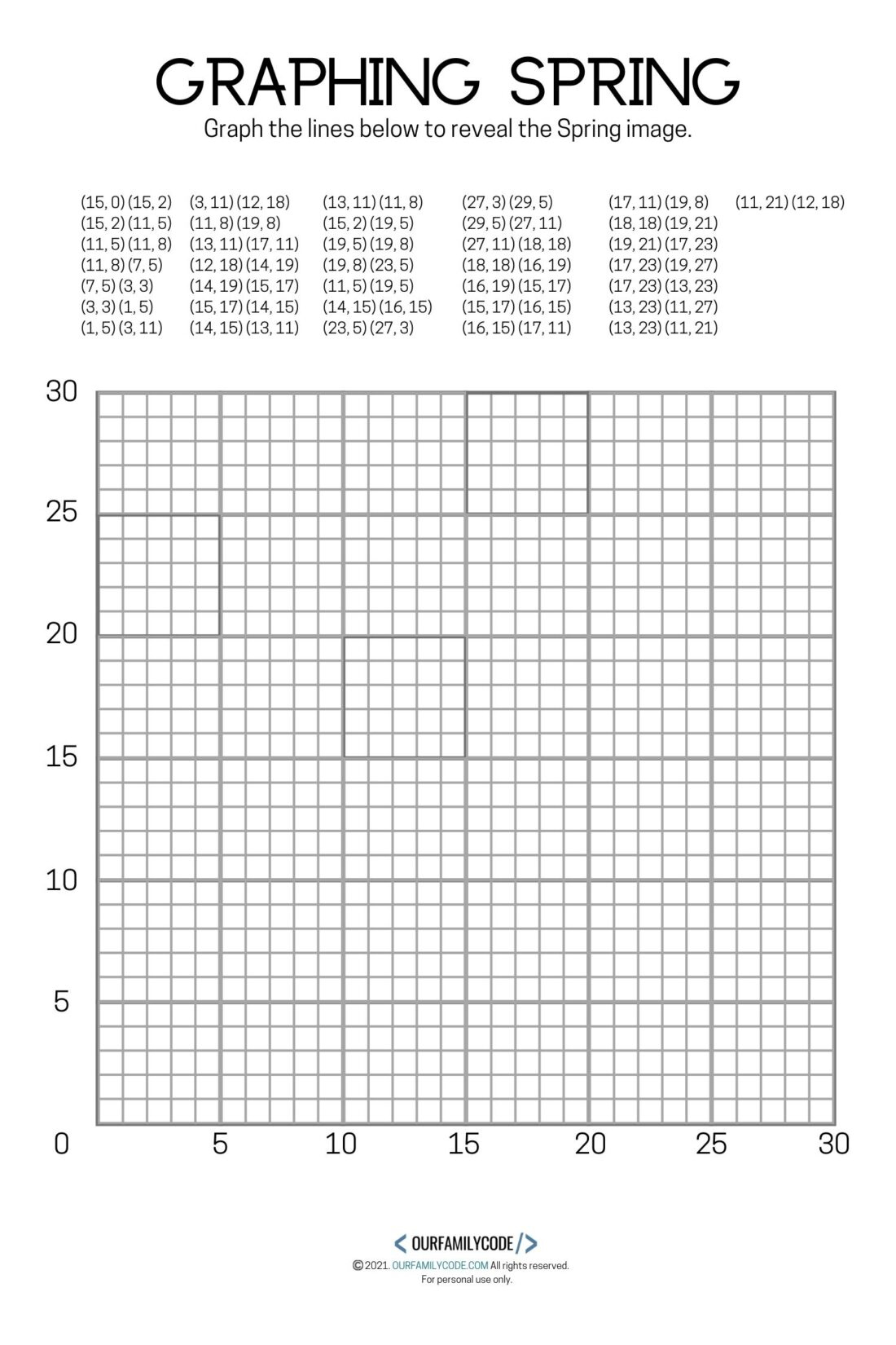 4 Free Spring Graphing Coordinate Plane Worksheets - Our Family Code within Free Printable Coordinate Graphing Pictures Worksheets