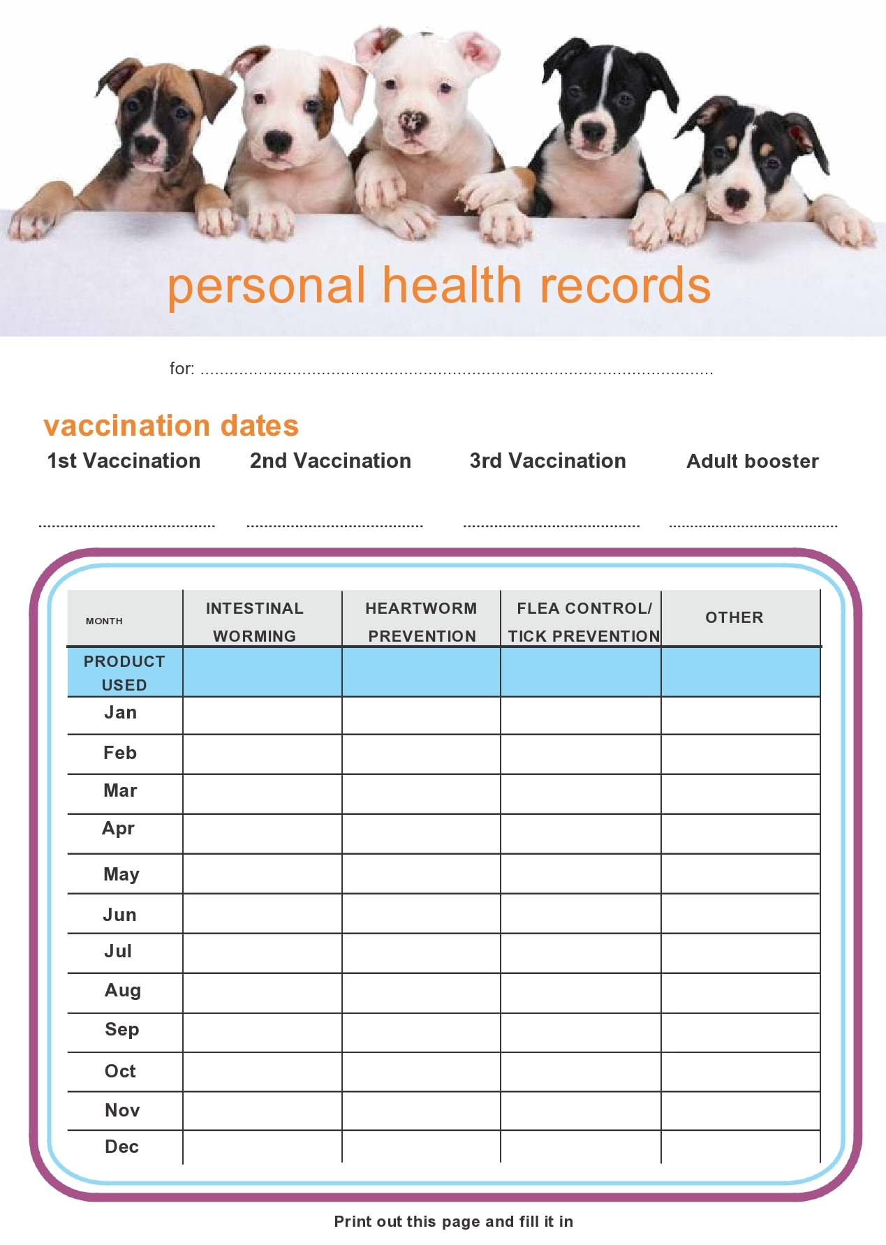 40 Printable Dog / Puppy Vaccination Records - Templatearchive pertaining to Printable Puppy Shot Record Template