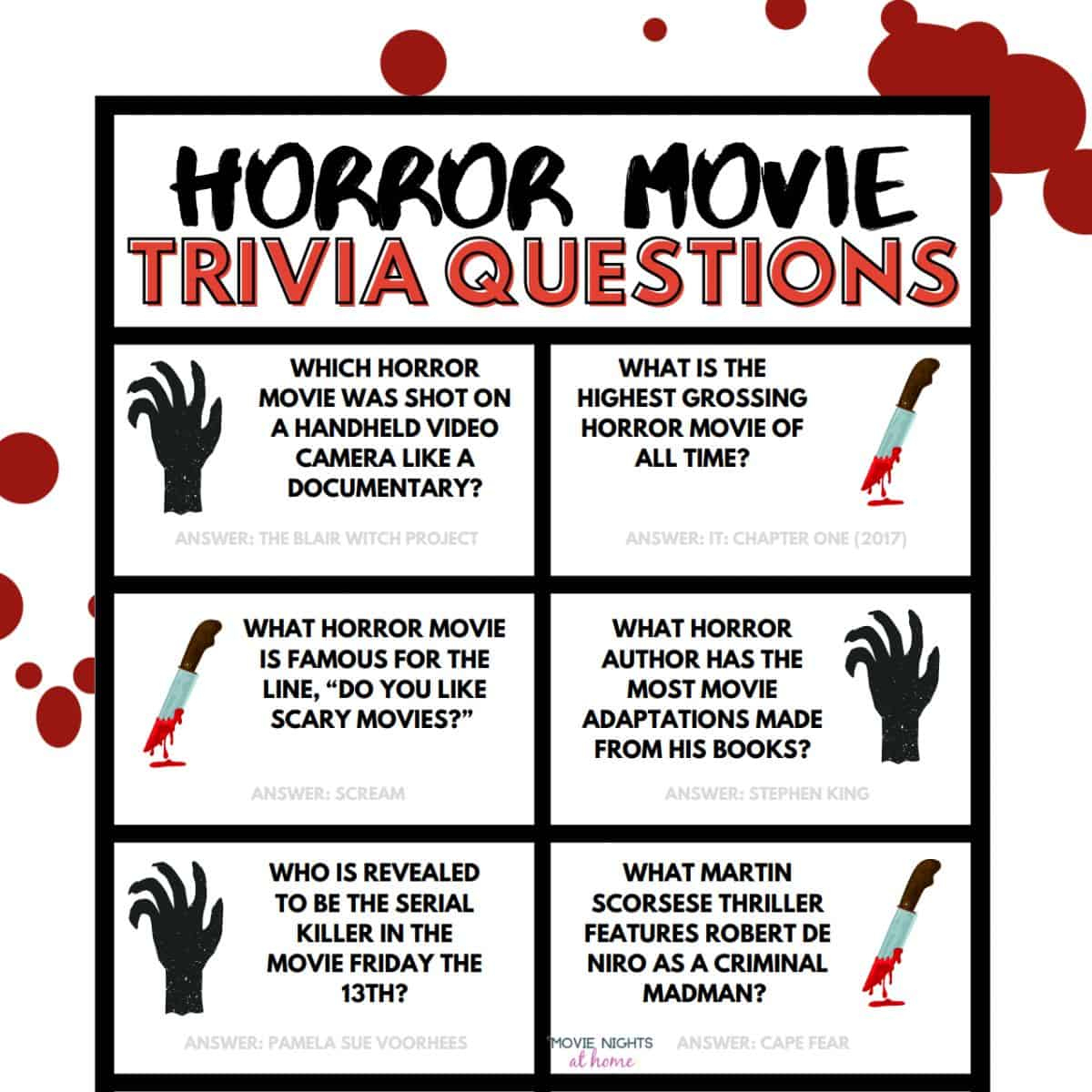 47 Fun Horror Movie Trivia Questions And Answers Printable with Printable Movie Trivia Questions And Answers