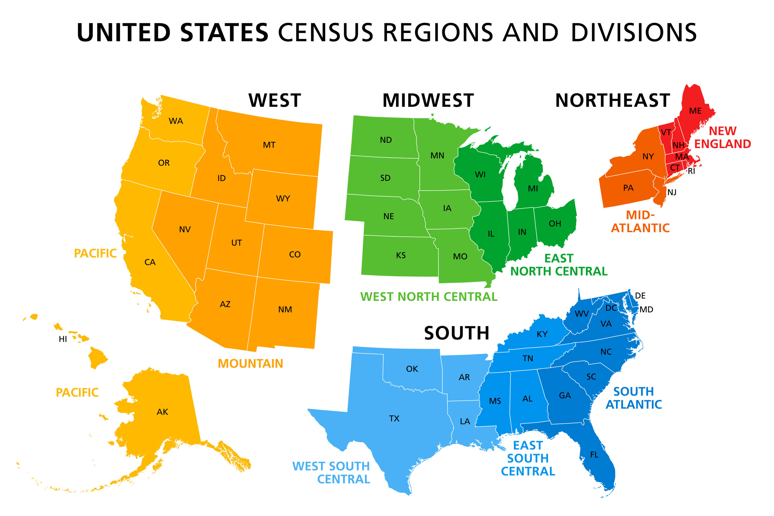 5 Us Regions Map And Facts | Mappr in Map Of The United States Regions Printable