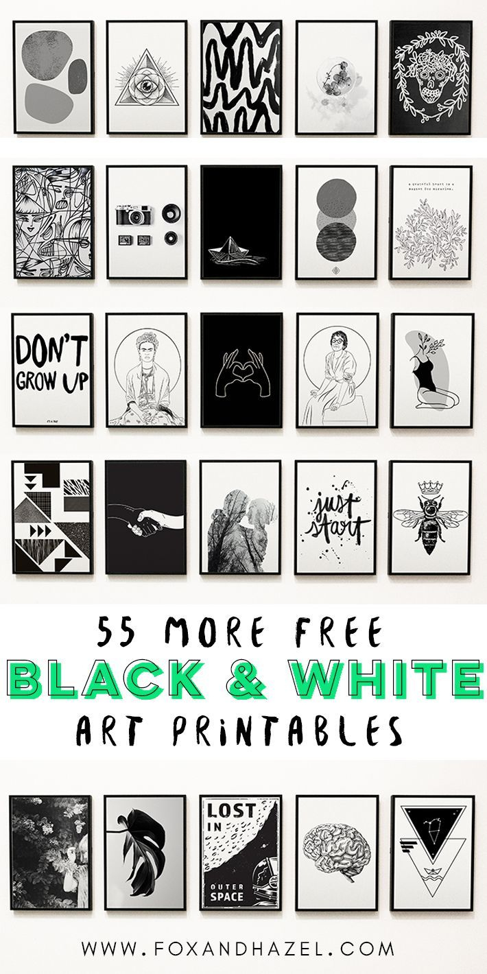 55 More Free Black And White Art Printables | Fox + Hazel inside Printable Black and White Wall Art