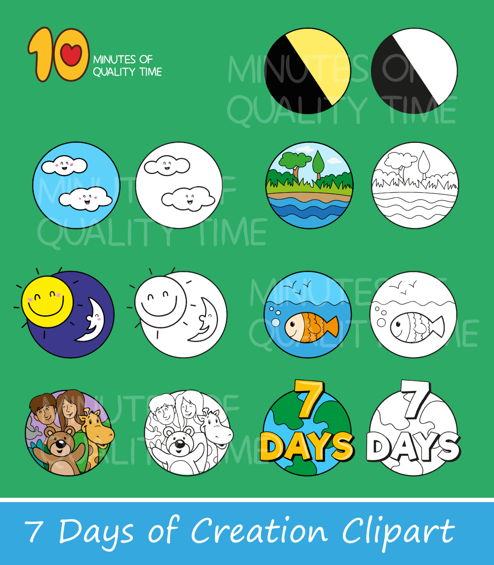 7 Days Of Creation Clipart – 10 Minutes Of Quality Time intended for Printable 7 Days of Creation Pictures