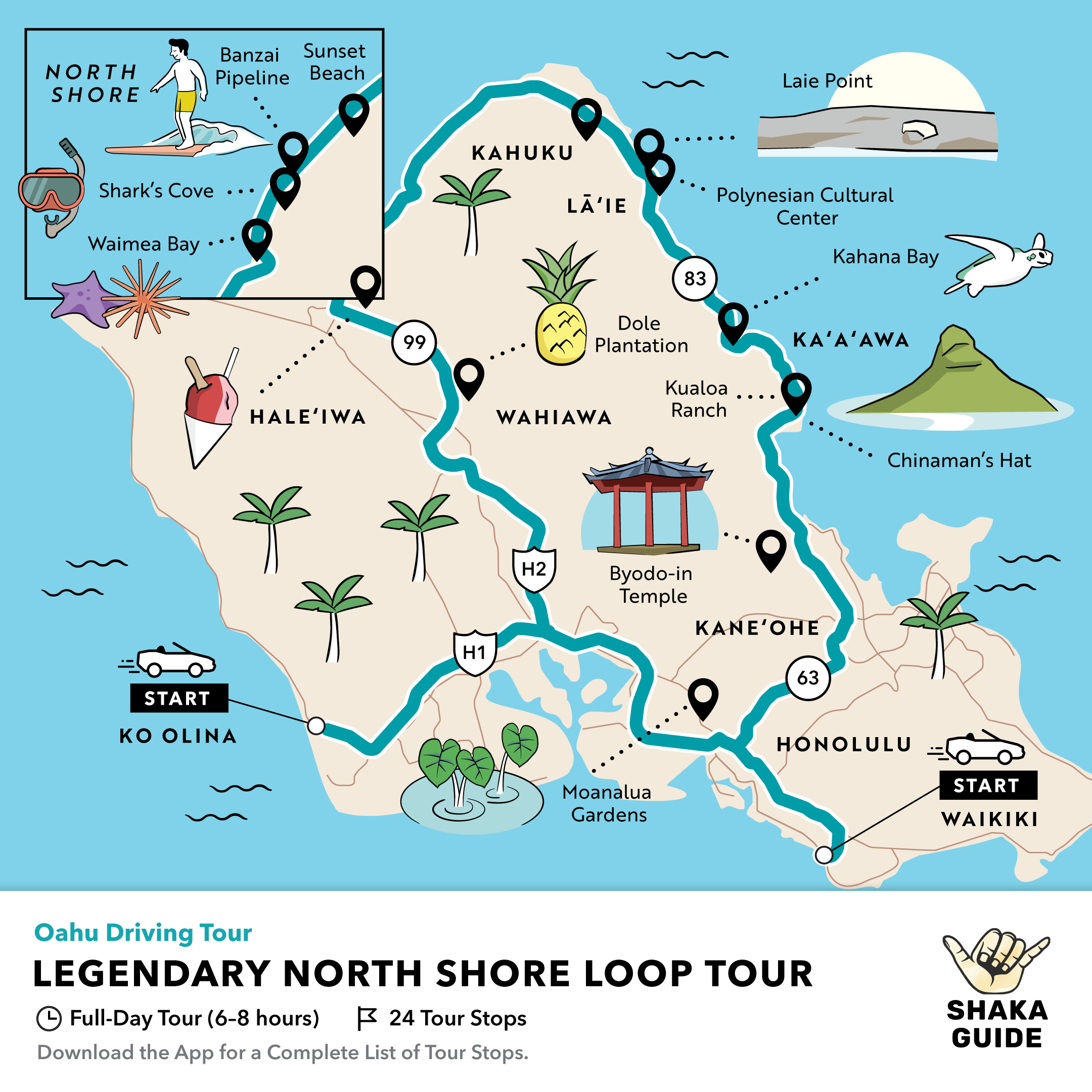 8 Oahu Maps With Points Of Interest throughout Printable Oahu Tourist Map