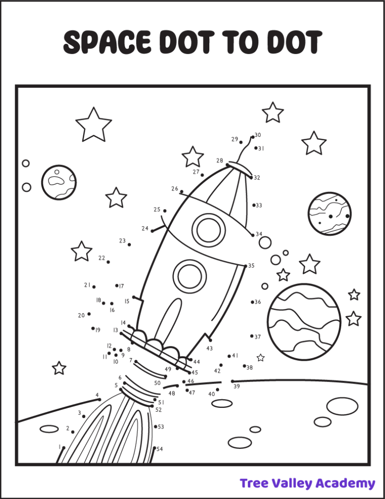 8 Space Dot To Dot Coloring Pages - Tree Valley Academy with Free Printable Dot To Dot