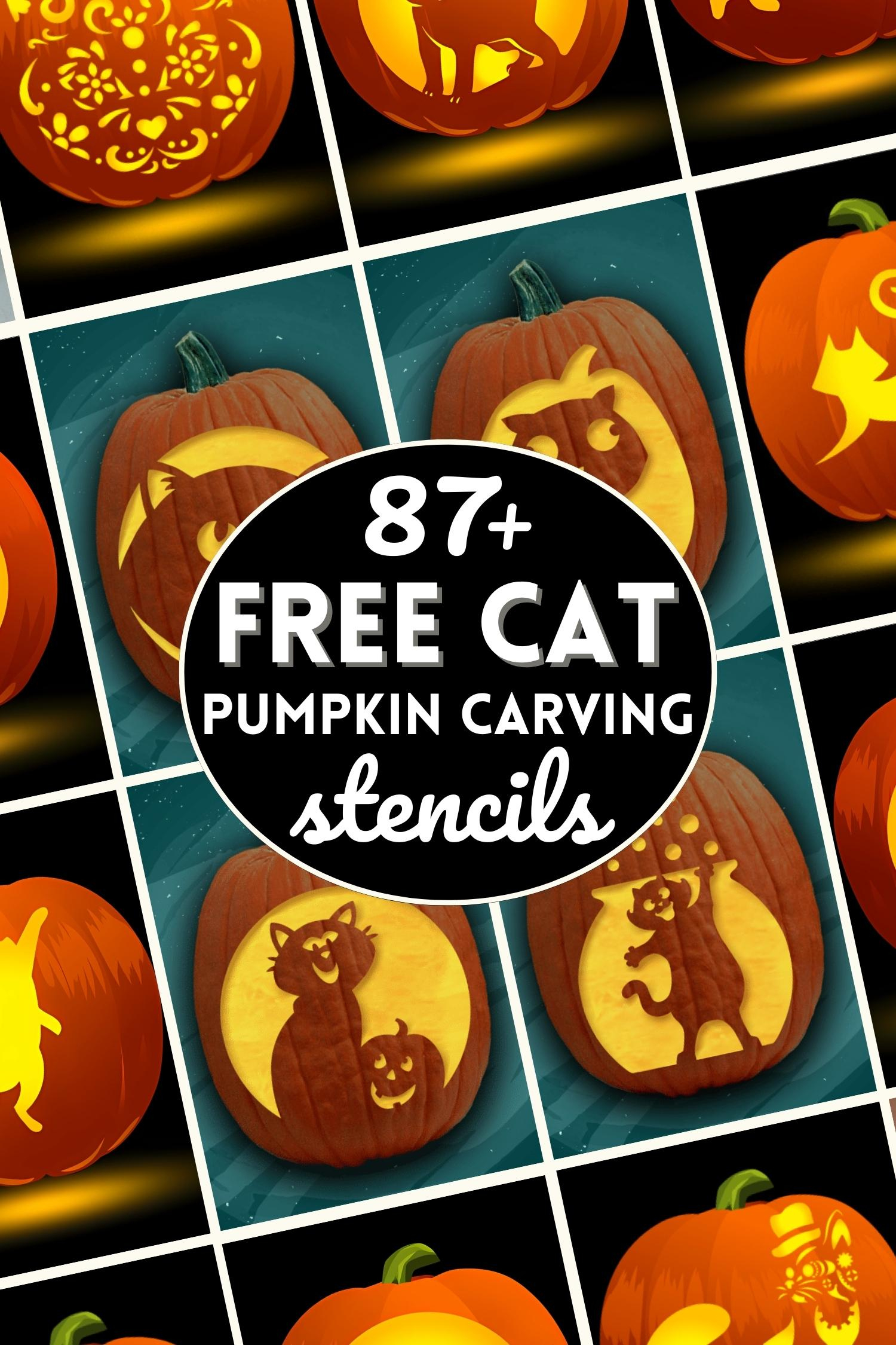 87 Free Cat Pumpkin Carving Stencils - The Ultimate List! within Printable Easy Cat Pumpkin Stencil