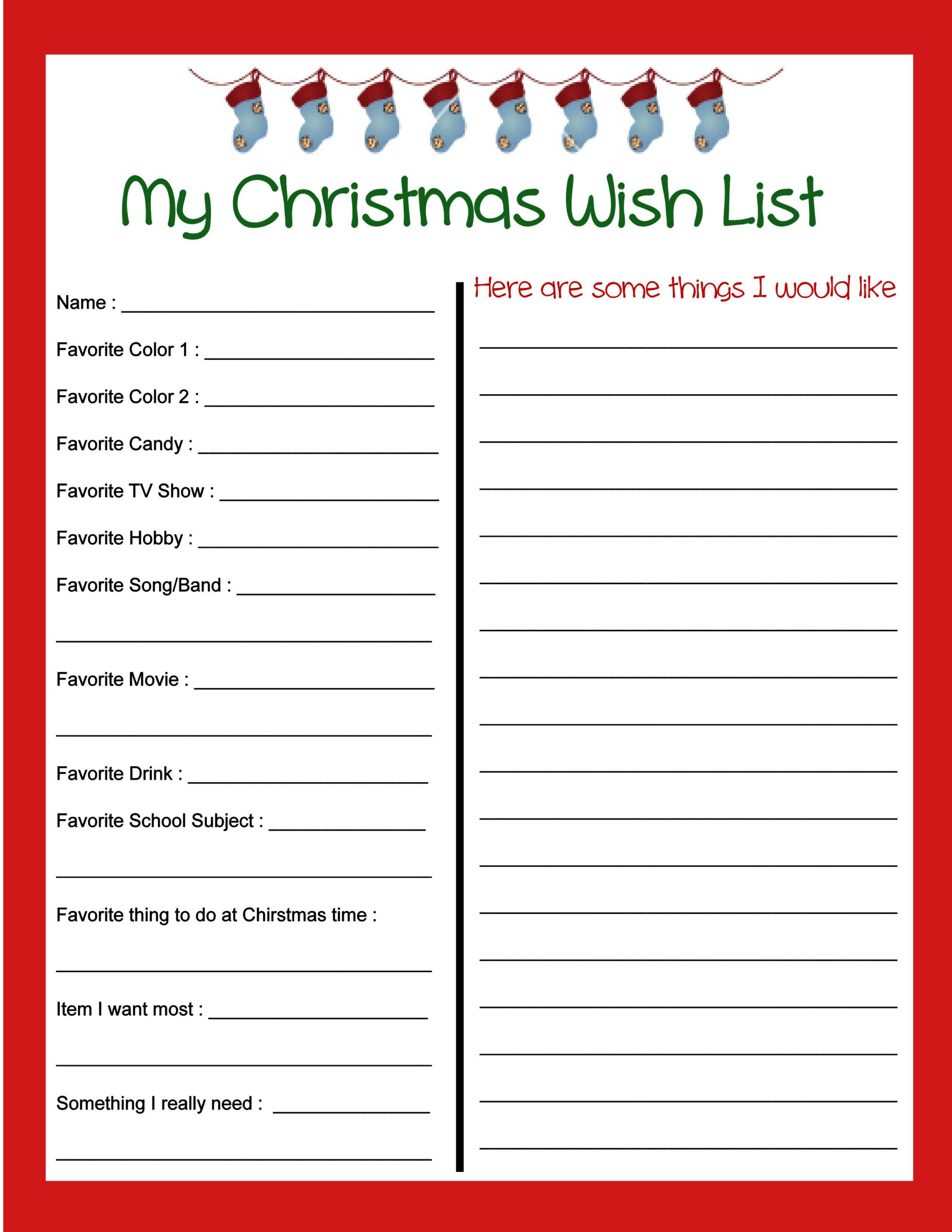 9 Best Christmas List Printable Ideas | Christmas List Printable with Christmas List Template Free Printable