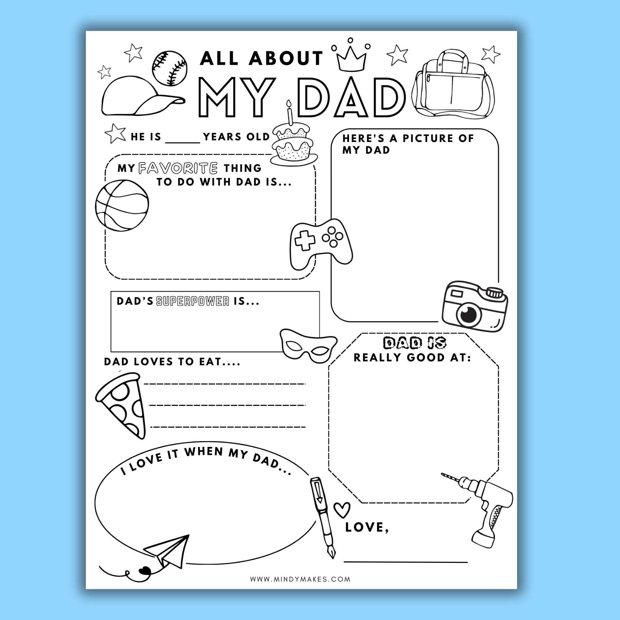 All About Dad Free Printable Pdf - Mindymakes with regard to Free Printable All About My Dad Printable
