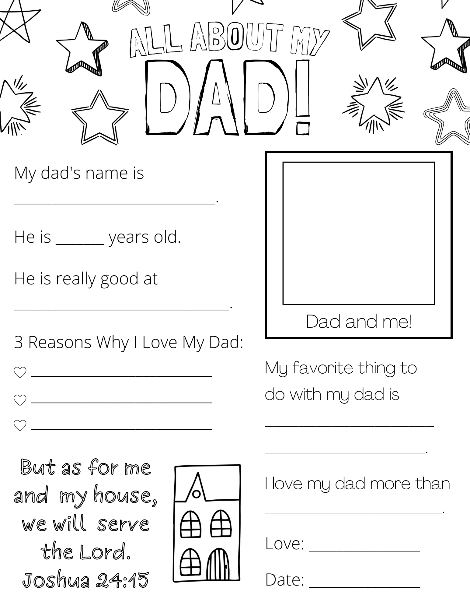 All About My Dad (Papa, Grandpa) Free Printable - Out Upon The Waters throughout Free Printable All About My Dad Printable