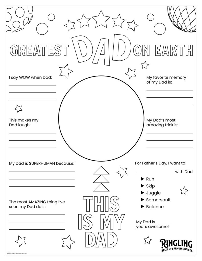 All About My Dad Printable Activity - Ringling Bros. And Barnum with Printable Father&amp;#039;s Day Activities