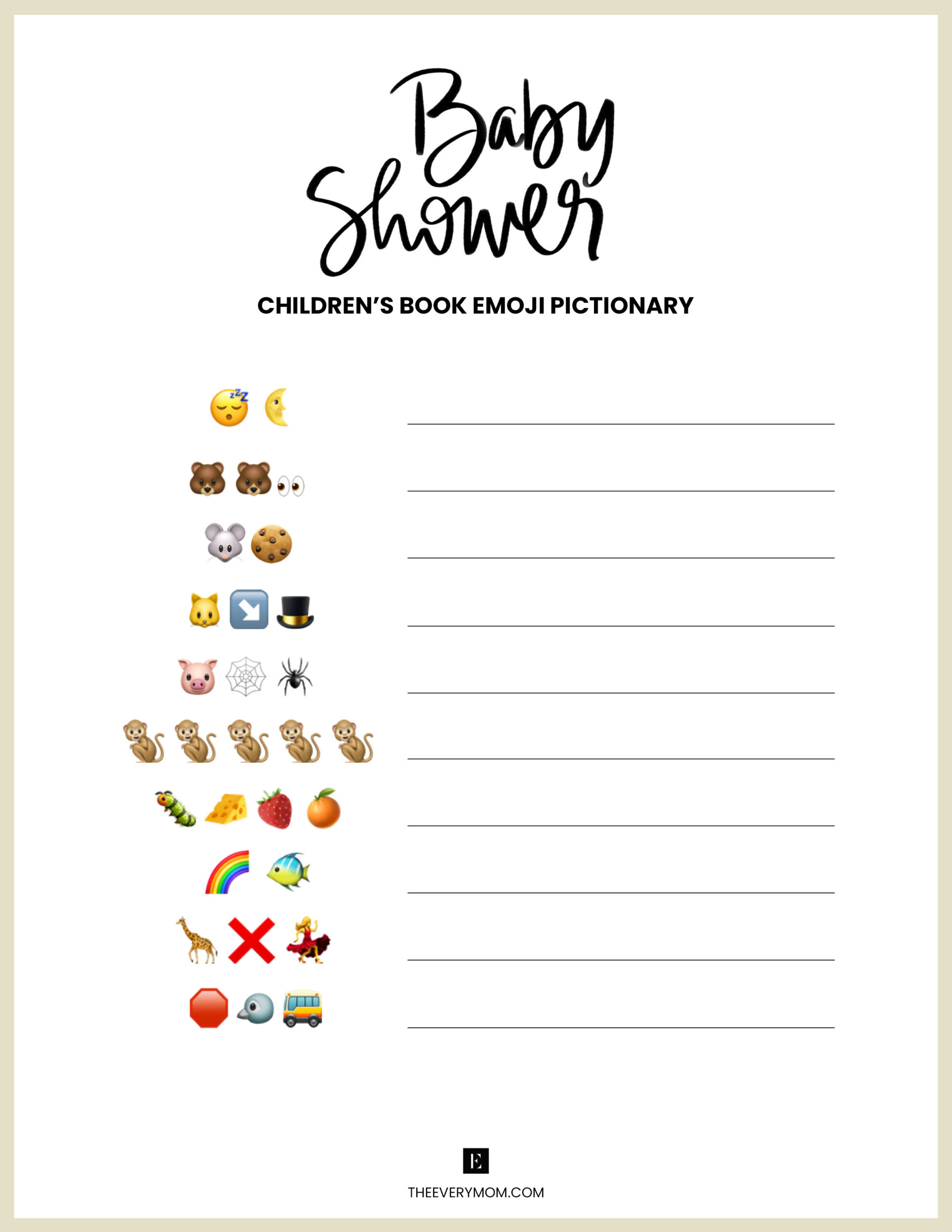 Baby Shower Games: 20 Fun And Unique Baby Shower Activities for Free Printable Baby Shower Games With Answer Key