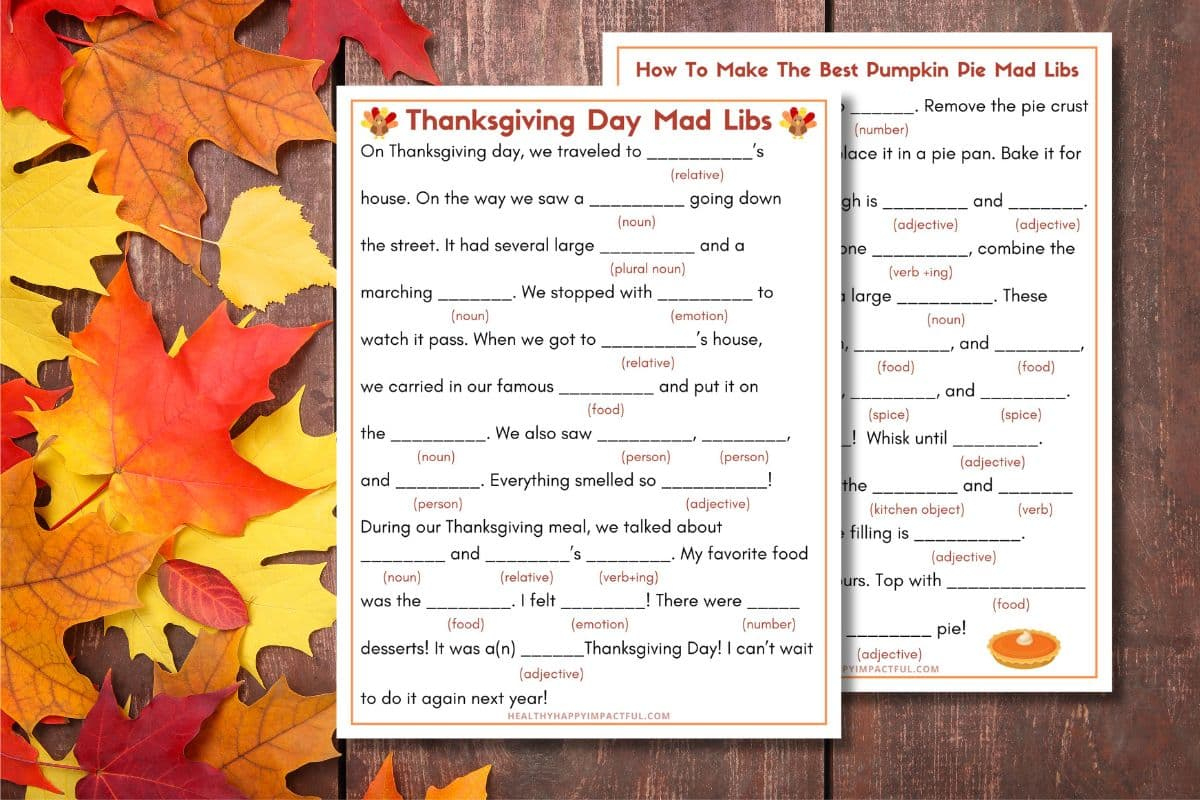 Best Thanksgiving Mad Libs Free Printable (Use It This Year!) with Free Thanksgiving Mad Libs Printable