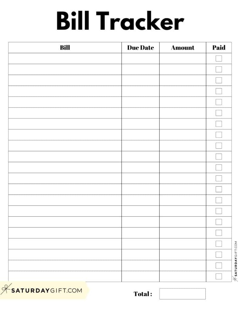 Bill Organizer Template - 39 Cute &amp;amp; Free Printable Bill Trackers in Free Printable Bill Pay Checklist