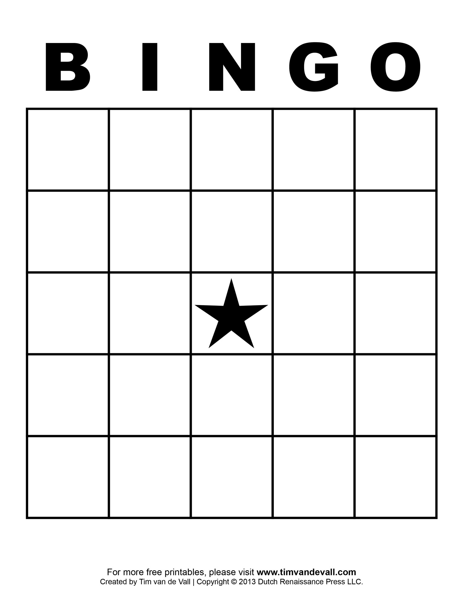 Blank Bingo Template - Tim'S Printables inside Printable Blank Bingo Cards