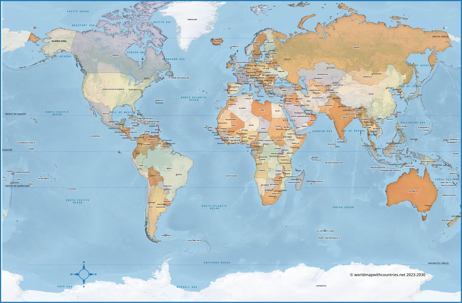 Blank Printable World Map With Countries & Capitals regarding Free Printable Map of the World with Countries