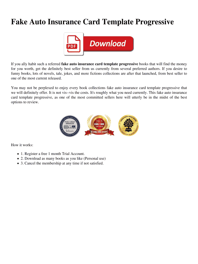 Blank Progressive Insurance Card Form - Fill Out And Sign: Fill in Printable Blank Progressive Insurance Card