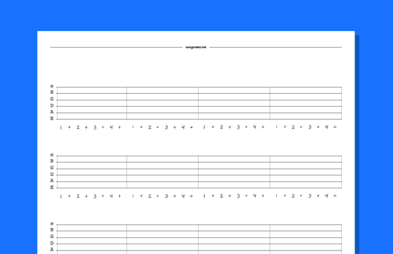 Blank Tabs - Free Pdf Templates To Download, Print, And Write Your with Free Printable Printable Blank Guitar Tab Sheet Music