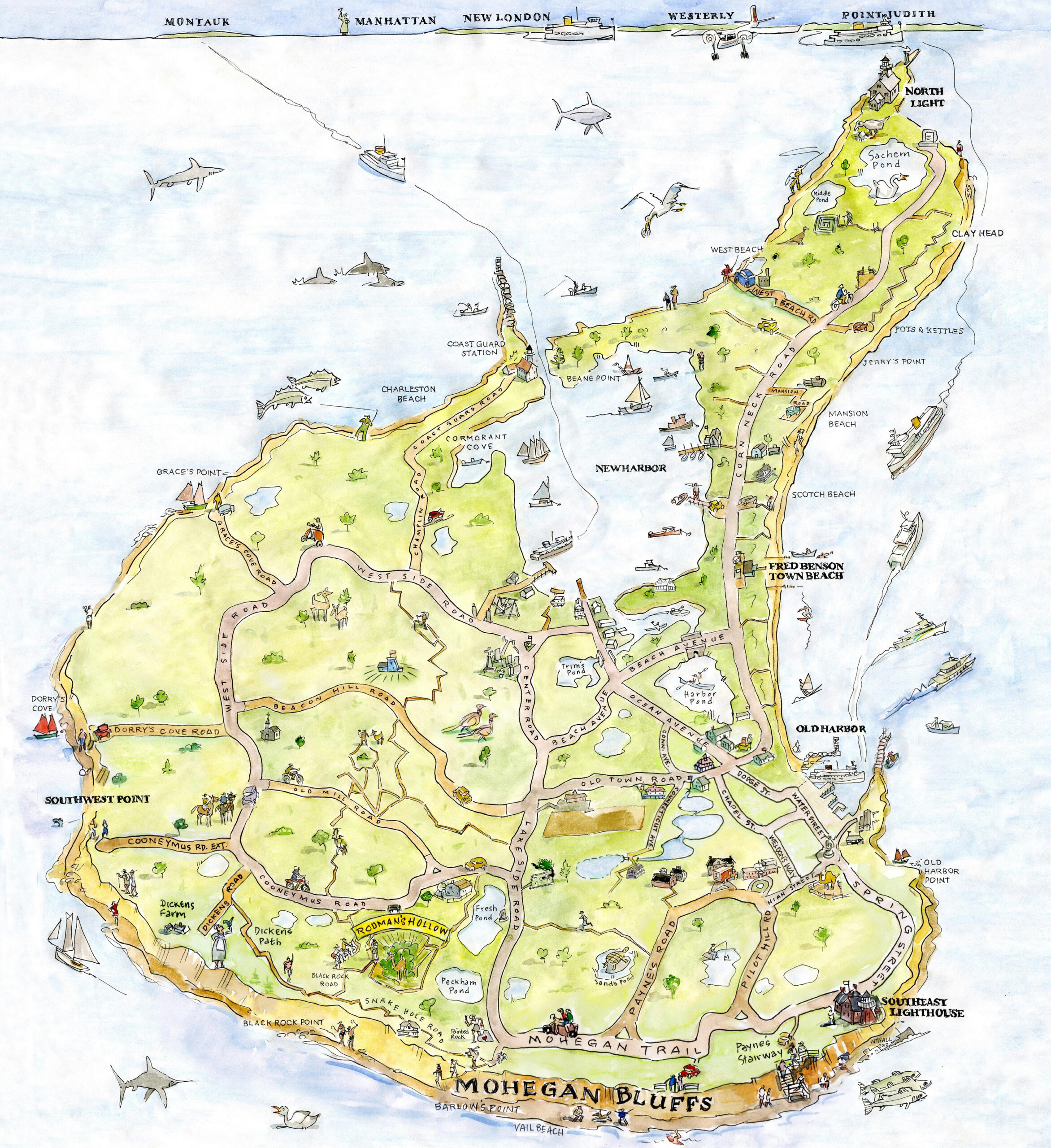 Block Island Map 2022Graphic Travels - Issuu with Printable Map Of Block Island