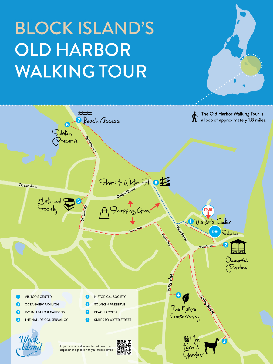 Block Island Walking Tour Map | Explore On Foot within Printable Map Of Block Island