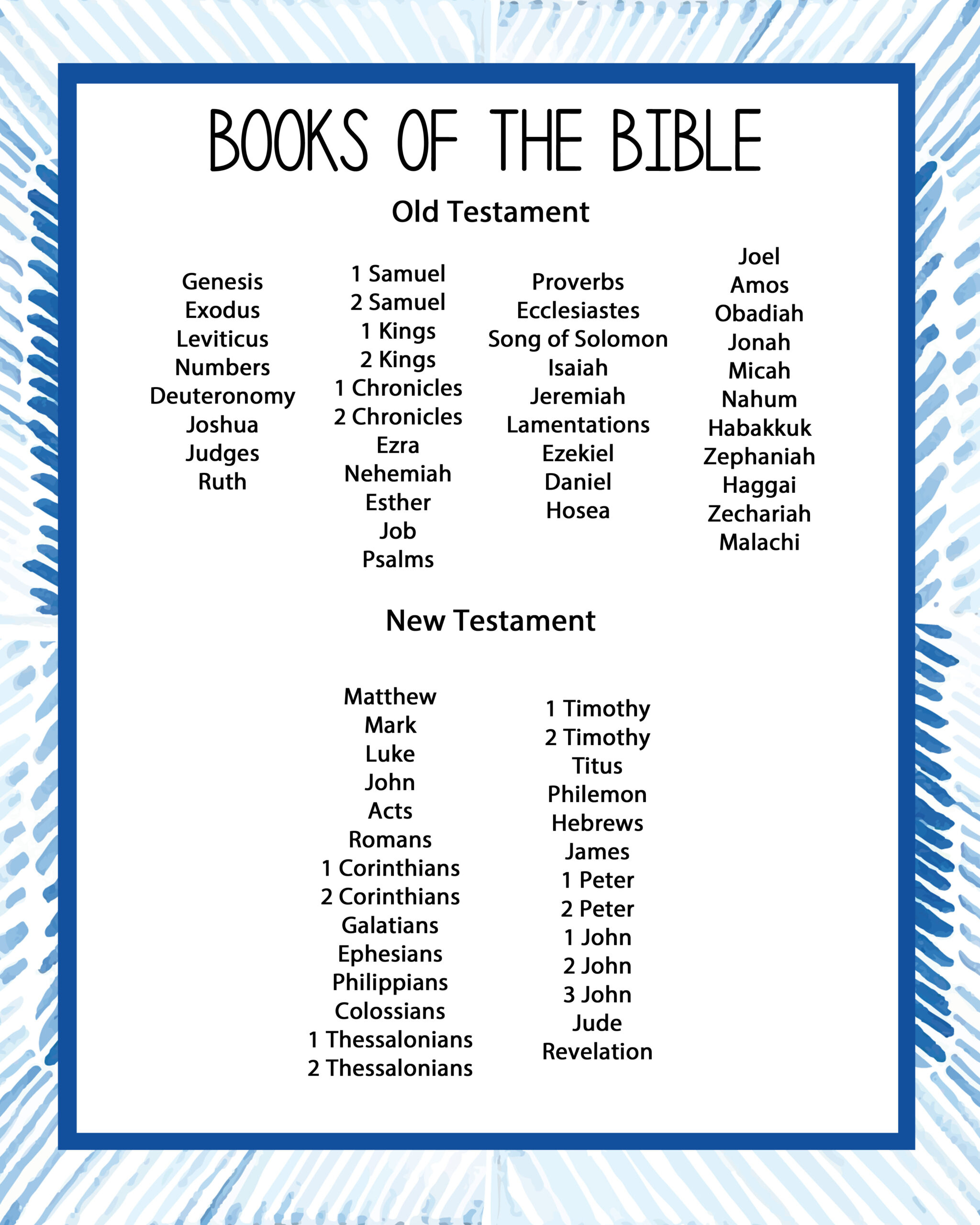 Books Of The Bible Free Printable - Printable Party Favors for Free Printable Books of the Bible Chart Printable