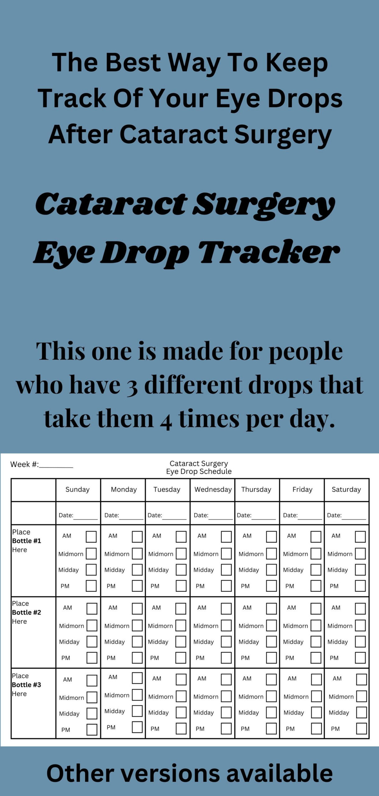Cataract Eye Drop Schedule For Cataract Surgery Medication Tracker for Printable Eye Drop Medication Chart