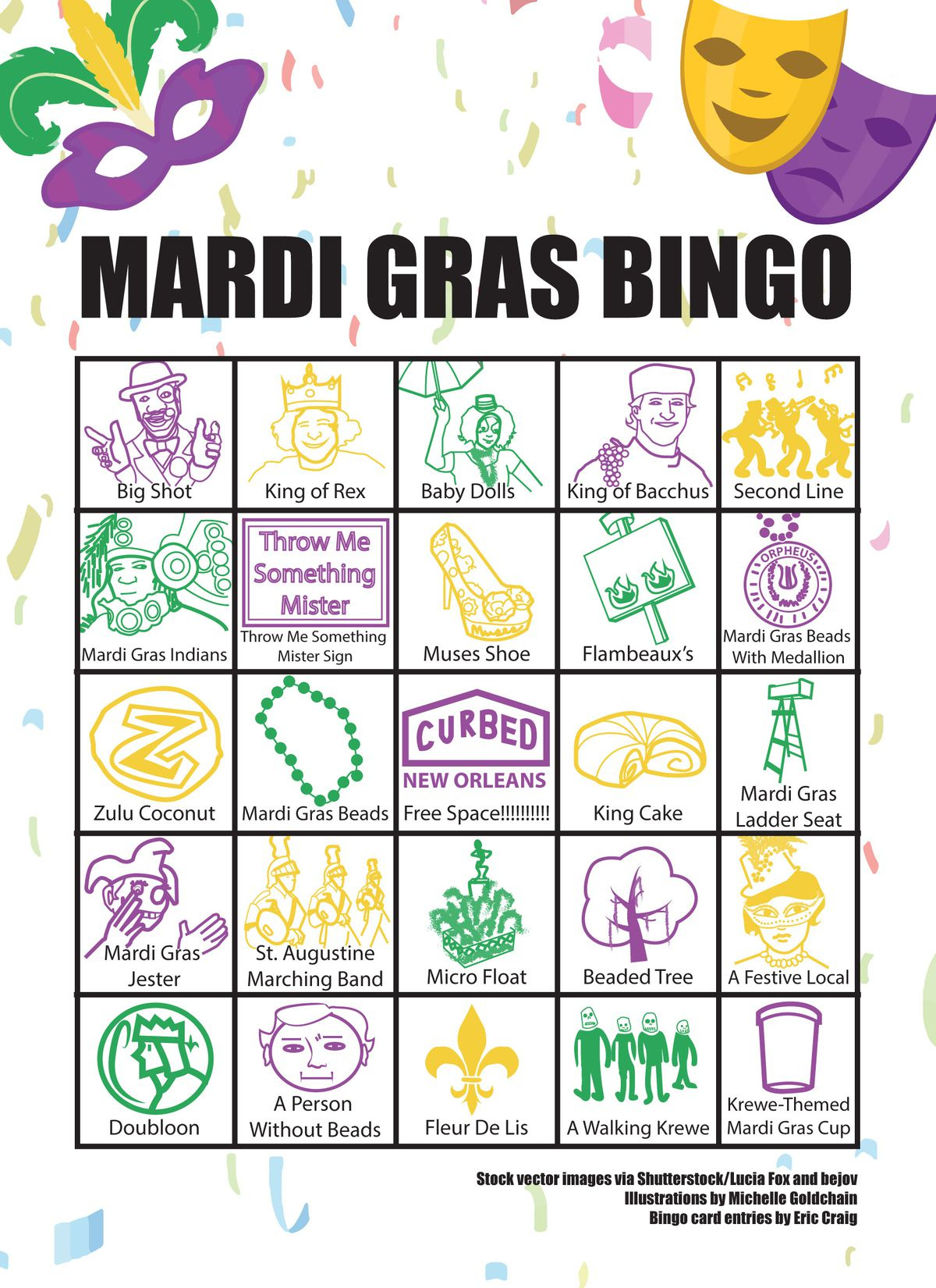 Celebrate Mardi Gras 2019 In New Orleans With This Bingo Card intended for Mardi Gras Bingo Free Printable
