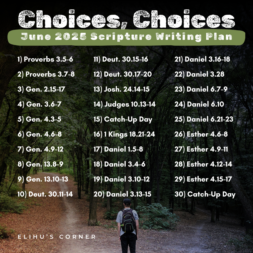 Choices, Choices: June 2025 Scripture Writing Plan – Elihu'S Corner pertaining to Free Printable Scripture Writing Plans
