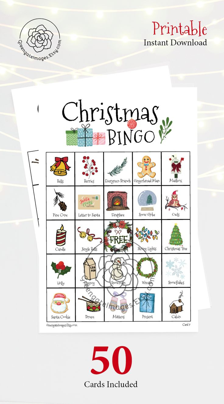 Christmas/Holiday Bingo Cards: Printable Bingo, 50 Cards, Senior throughout Free Printable Christmas Bingo Cards For 50