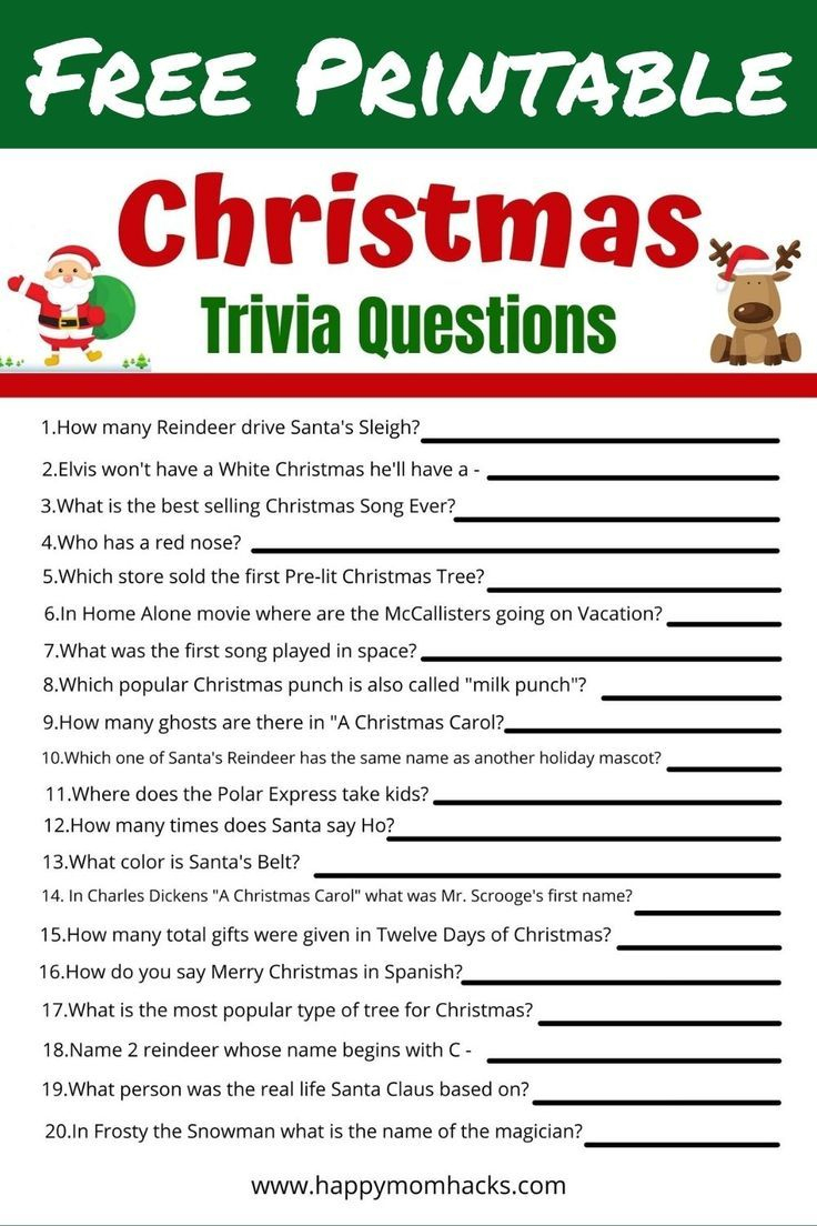 Christmas Trivia Quiz Questions & Answers For Kids Free Printable inside Free Printable Christmas Trivia Game