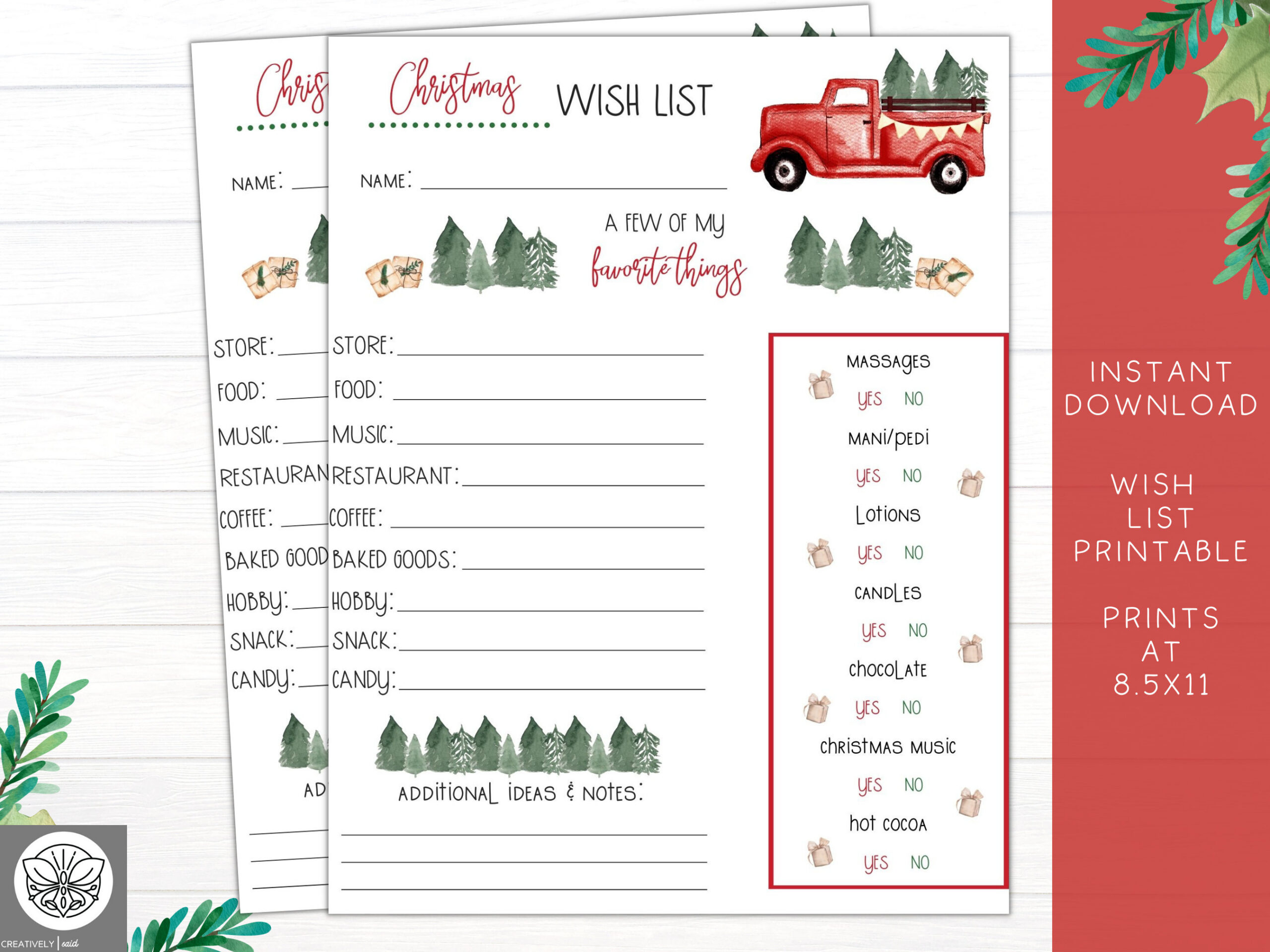 Christmas Wishlist Printable | Santa Printable Question | Santa with Free Printable Christmas Wish List For Adults