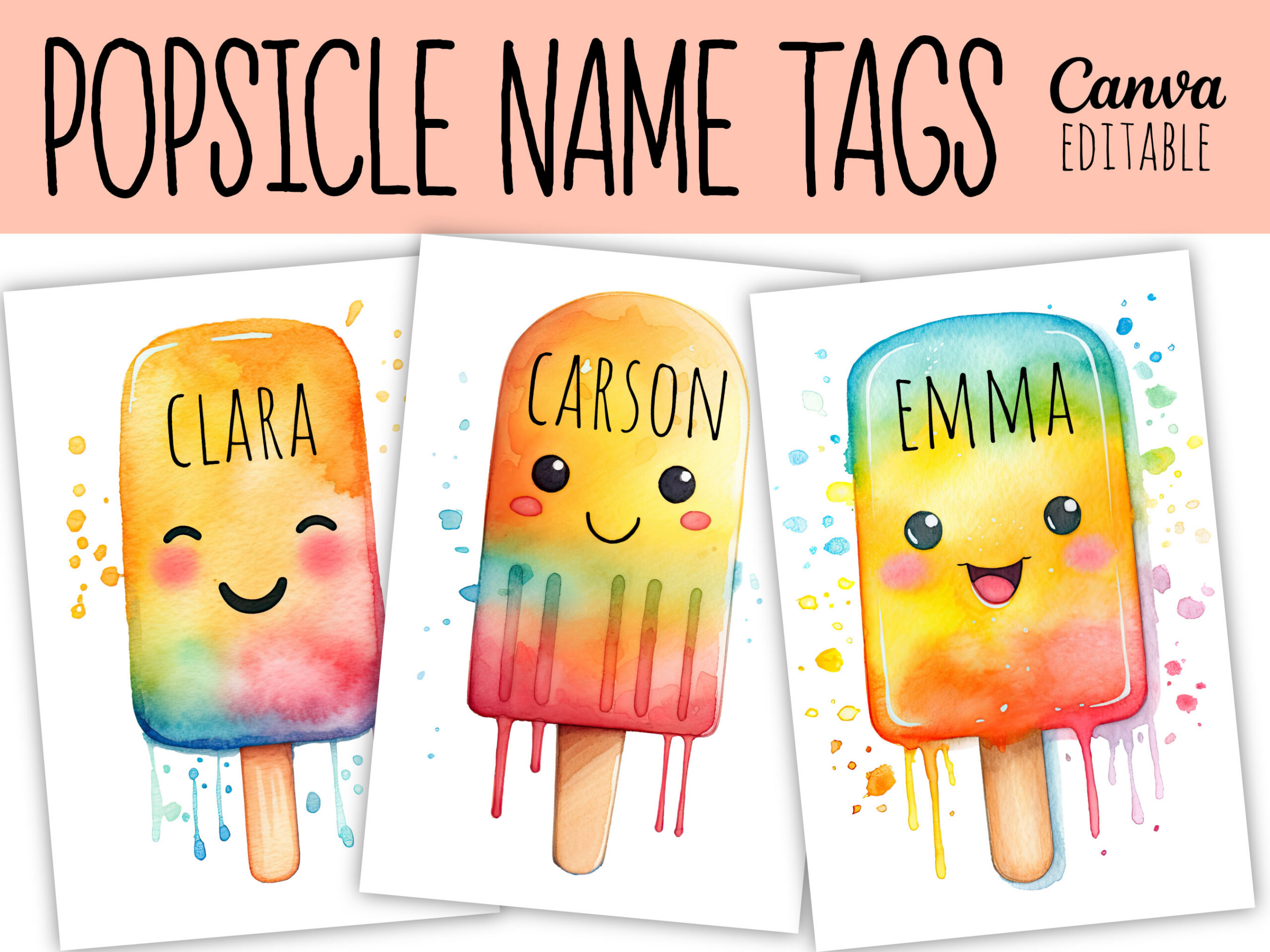 Classroom Name Tags Template Popsicles | Editable | Printable regarding Printable Summer Cubby Name Tags