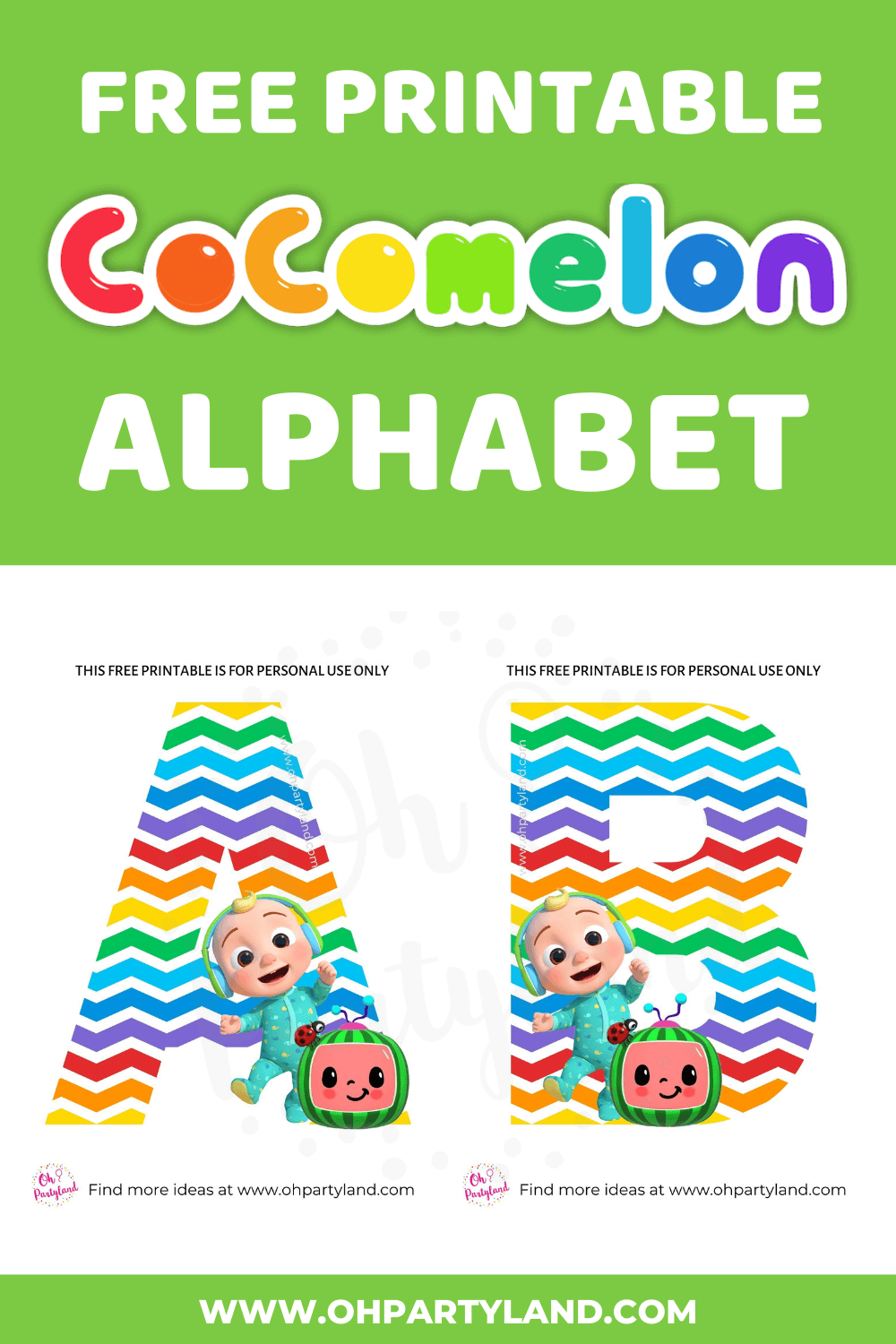 Cocomelon Alphabet Printable - Oh Partyland in Printable Alphabet Cocomelon Letter Design
