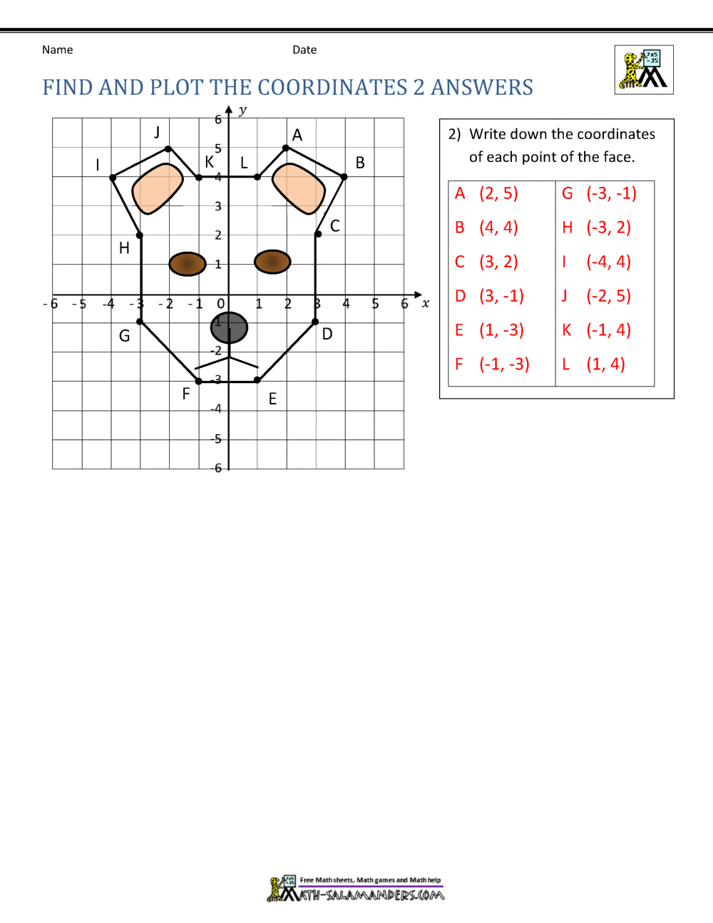 Coordinate Plane Worksheets - 4 Quadrants in Free Printable Coordinate Graphing Pictures Worksheets