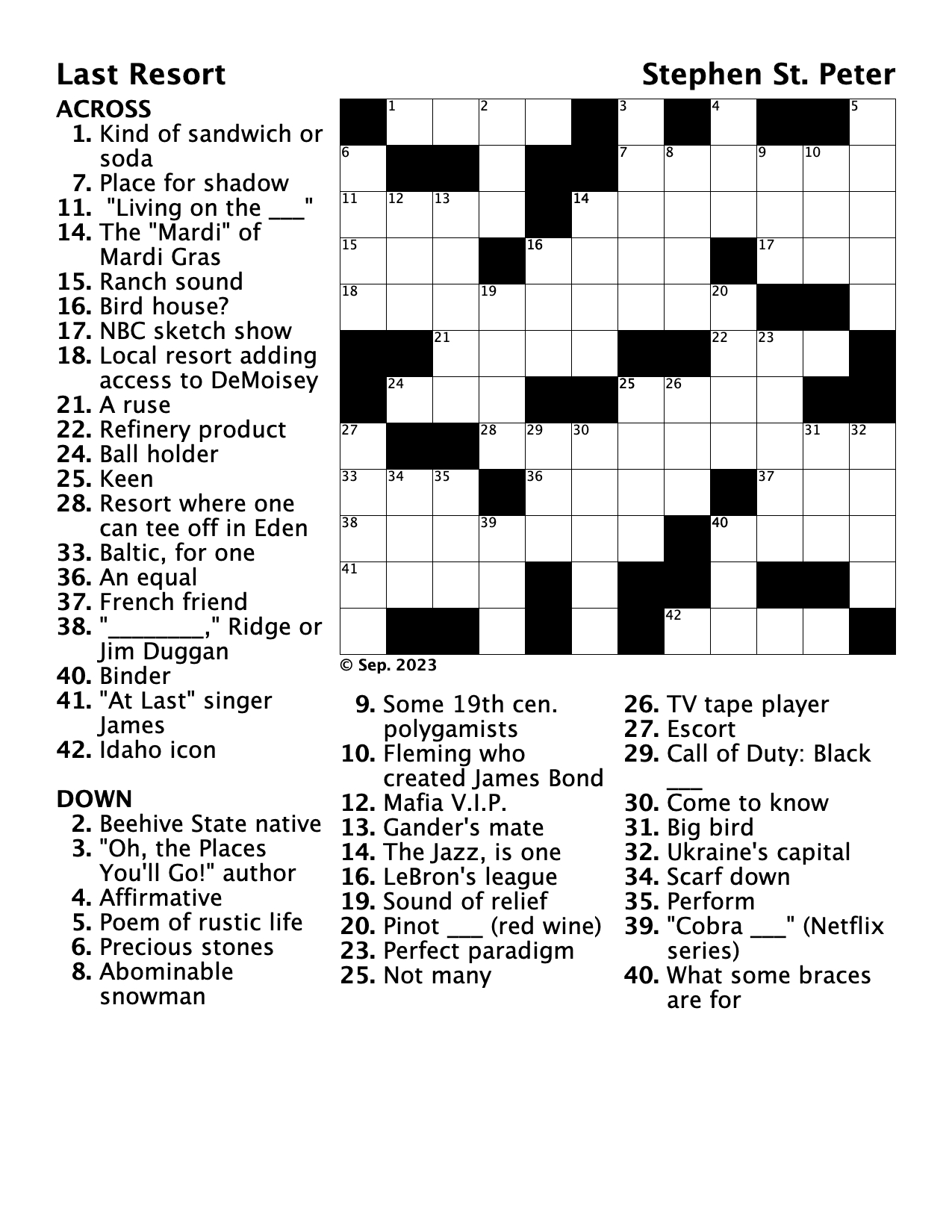 Crossword Puzzle: 'Last Resort' — The Ogdenite with Free Printable Crossword Puzzles