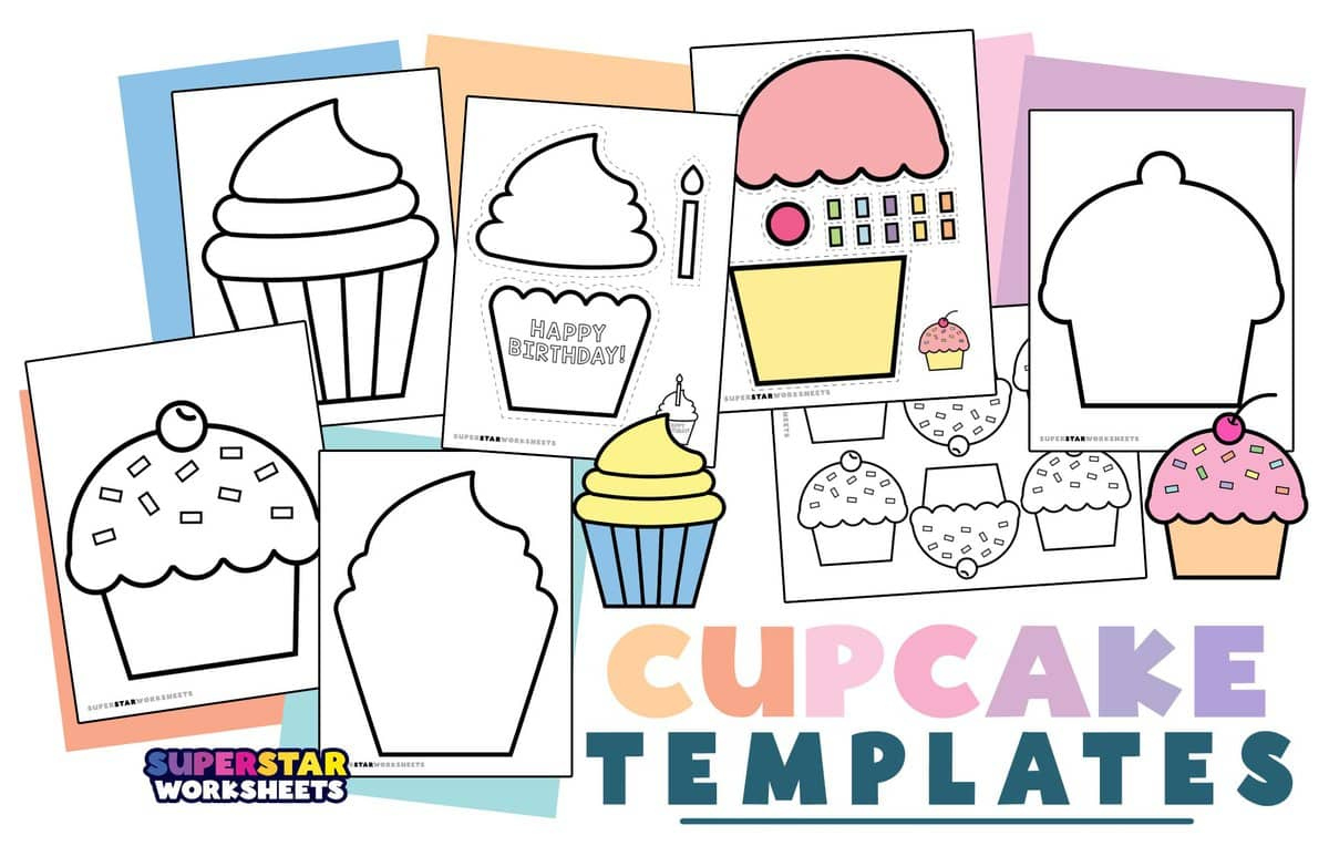 Cupcake Template (Free Printables) - Superstar Worksheets with regard to Free Printable Printable Cupcakes For Bulletin Boards