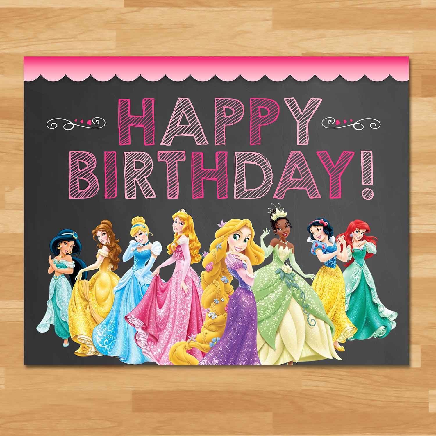 Disney Princess Happy Birthday Sign - Chalkboard - Princess Birthday Sign - Disney Princess Birthday Party - Princess Printables - 100478 pertaining to Printable Disney Princess Happy Birthday