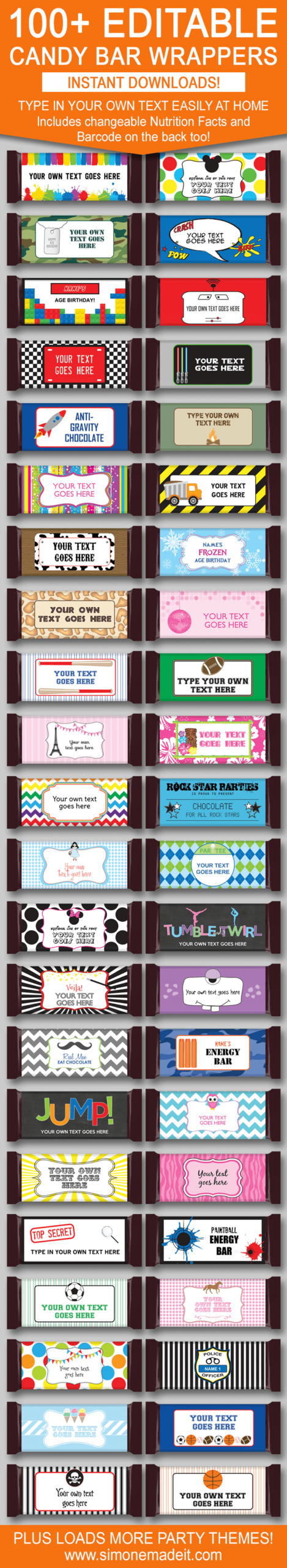 Diy Candy Bar Wrapper Templates | Party Favors | Chocolate Bar Labels with regard to Free Printable Candy Bar Wrappers