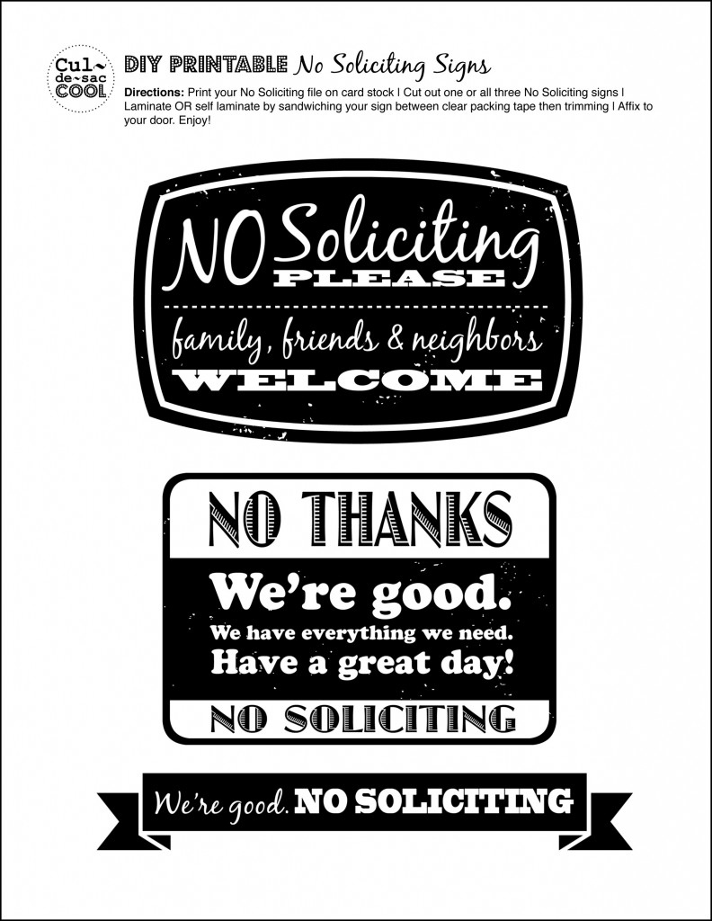 Diy Printable No Soliciting Signs - with Pdf No Soliciting Sign Printable